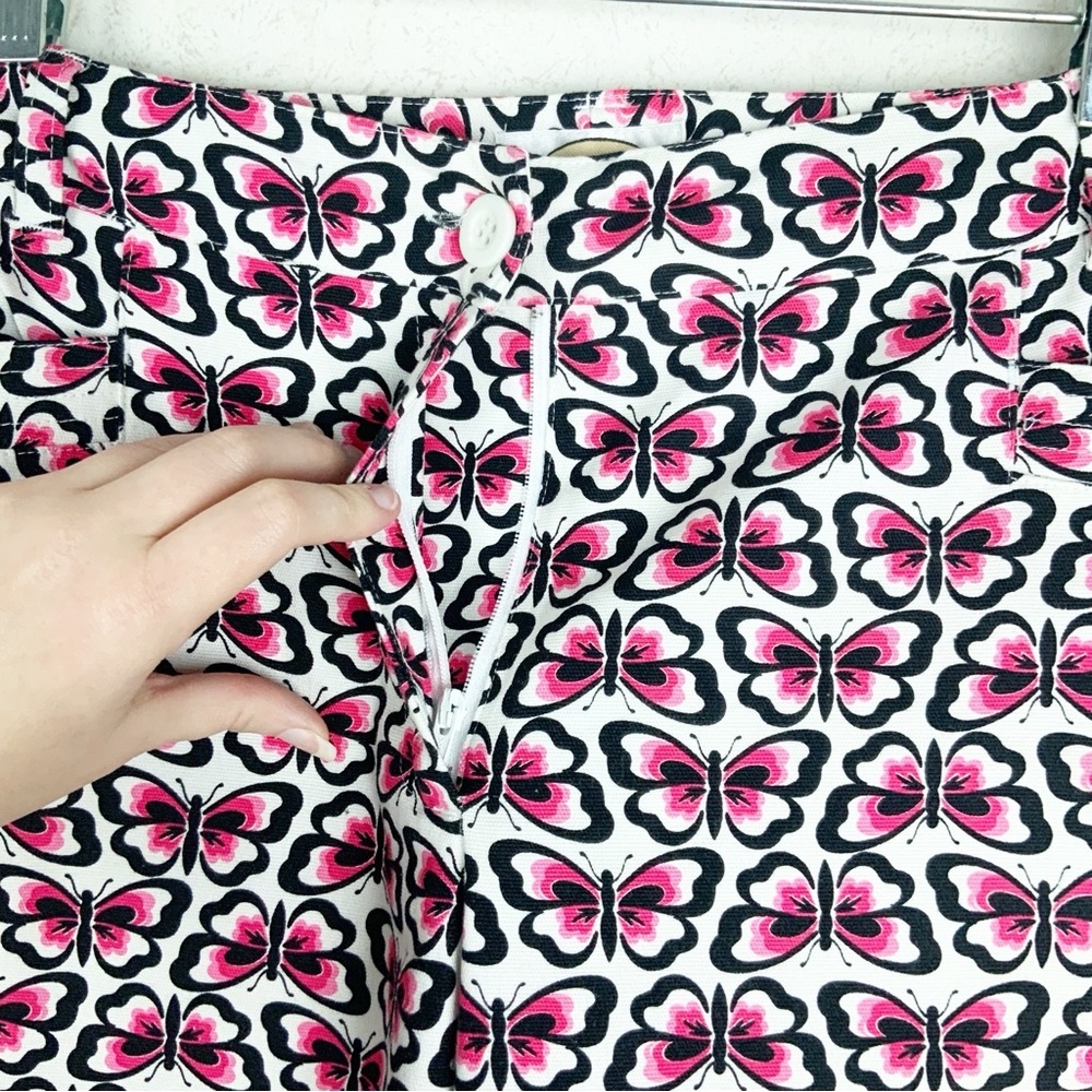 Vintage Talbots Pink Butterfly Pattern Capri Pants Size 8 Whimsical Cottagecore - Picture 5 of 13